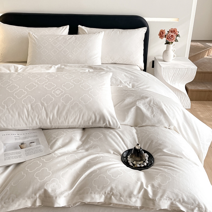 91家纺网 家纺一手货源 找家纺 琪格格纺织 2026新款纯棉全棉60s贡缎轻奢大提花四件套 纯棉贡缎 薇妮莎白