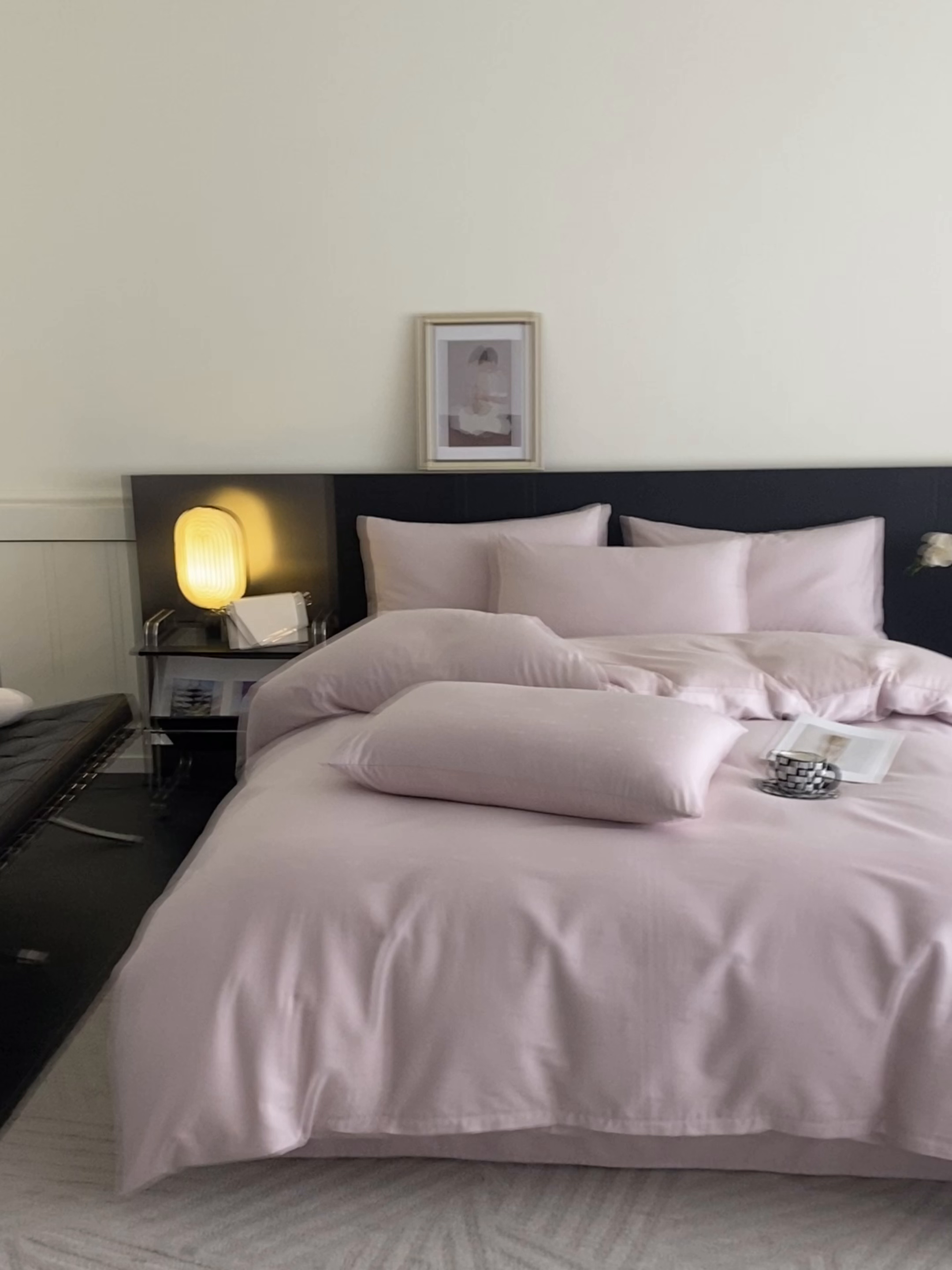 91家纺网 家纺一手货源 找家纺 琪格格纺织 2026新款纯棉全棉60s贡缎轻奢大提花四件套 纯棉贡缎提花 小爱心香芋紫