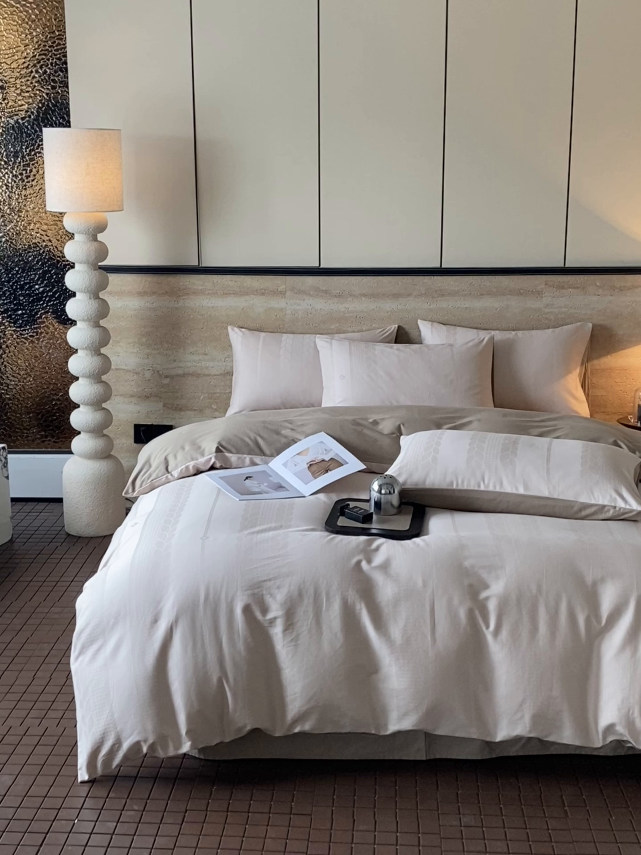 91家纺网 家纺一手货源 找家纺 琪格格纺织 2026新款纯棉全棉60s贡缎轻奢大提花四件套 纯棉贡缎 麦穗咖