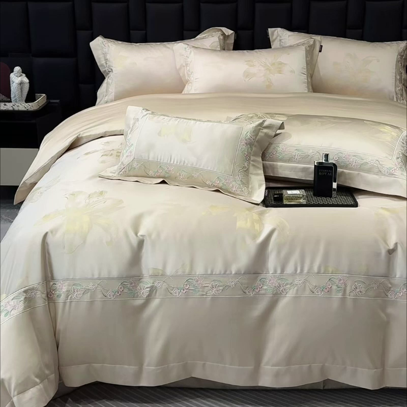 91家纺网 家纺一手货源 找家纺 （总）2026新款轻奢风A类厚织提花长绒棉纯棉四件套100全棉高档重工刺绣被套床单床笠