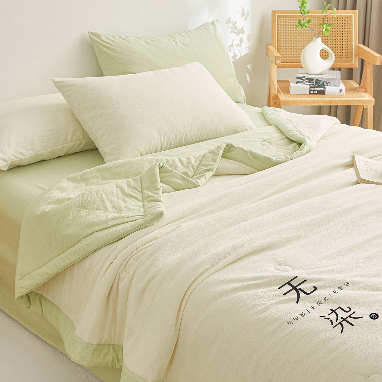 91家纺网 家纺一手货源 找家纺 （总）晓时候 2026A类云感双层纱夏被四件套新疆棉花被无染夏凉被空调被