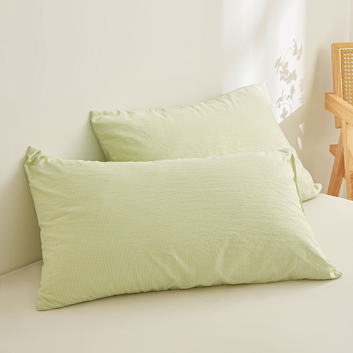 91家纺网 家纺一手货源 找家纺 晓时候 2026A类云感双层纱夏被四件套新疆棉花被无染夏凉被空调被 云朵白+青竹绿