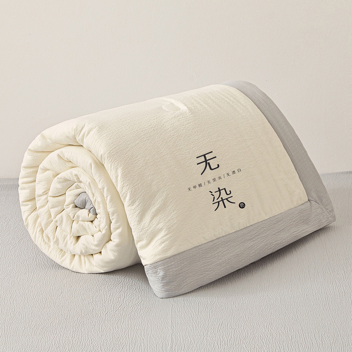 91家纺网 家纺一手货源 找家纺 晓时候 2026A类云感双层纱夏被四件套新疆棉花被无染夏凉被空调被 云朵白+冰川灰