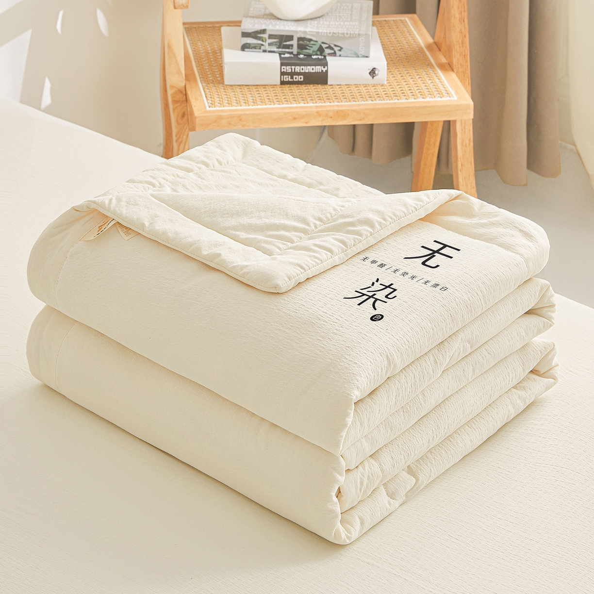 91家纺网 家纺一手货源 找家纺 晓时候 2026A类云感双层纱夏被四件套新疆棉花被无染夏凉被空调被 云朵白