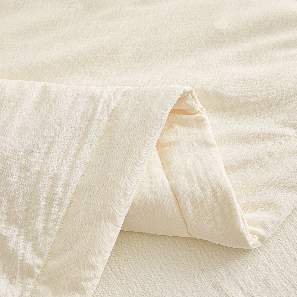 91家纺网 家纺一手货源 找家纺 晓时候 2026A类云感双层纱夏被四件套新疆棉花被无染夏凉被空调被 云朵白