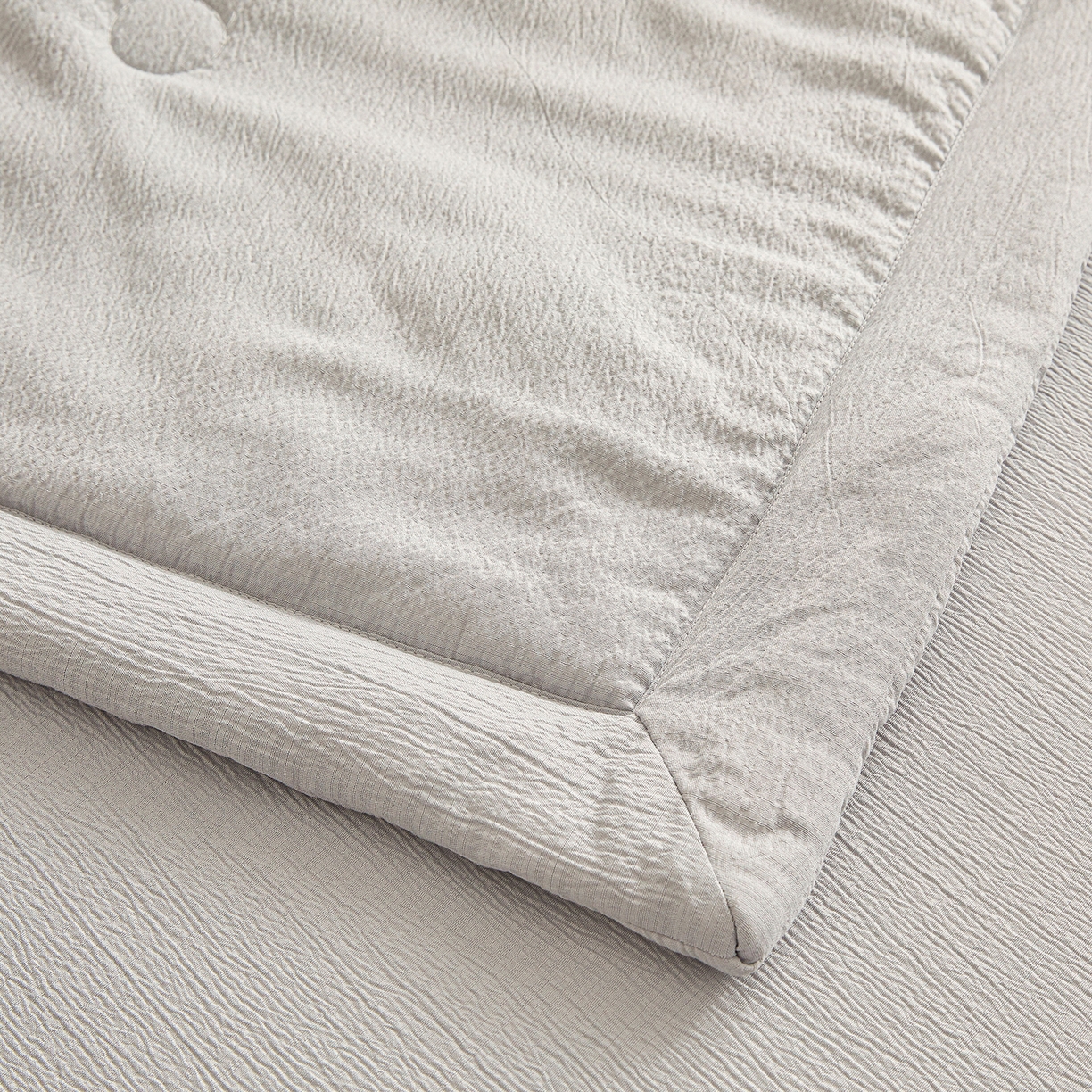 91家纺网 家纺一手货源 找家纺 晓时候 2026A类云感双层纱夏被四件套新疆棉花被无染夏凉被空调被 冰川灰