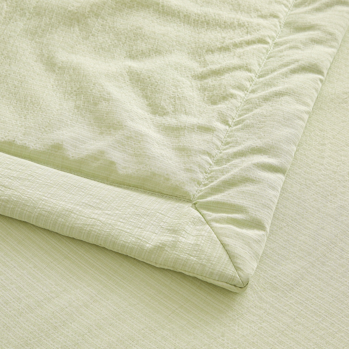 91家纺网 家纺一手货源 找家纺 晓时候 2026A类云感双层纱夏被四件套新疆棉花被无染夏凉被空调被 青竹绿