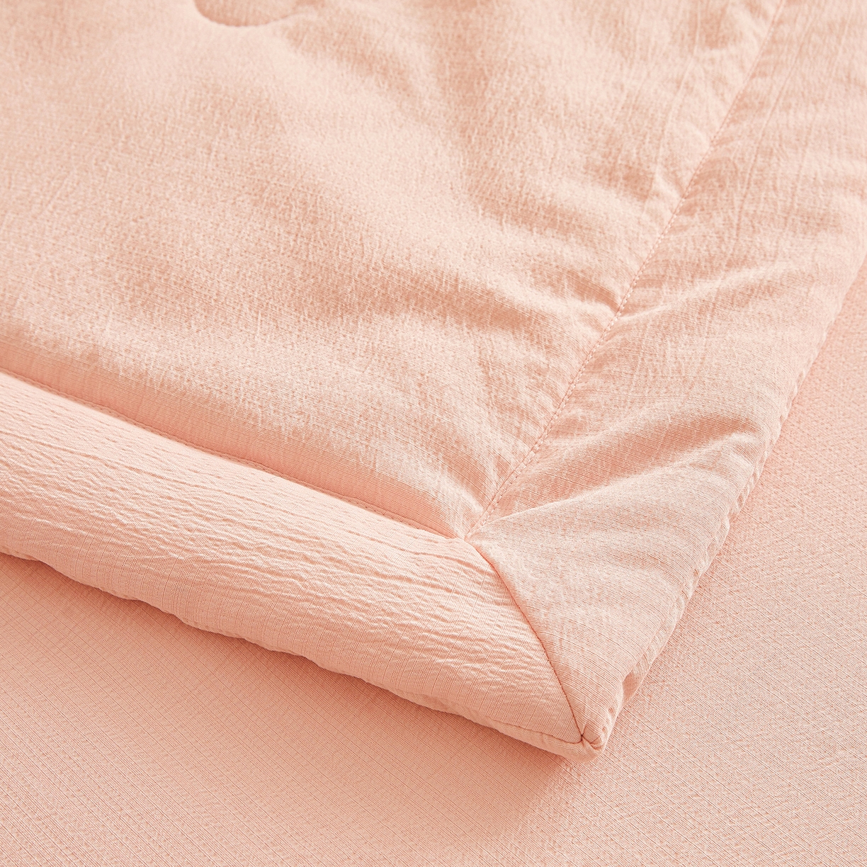 91家纺网 家纺一手货源 找家纺 晓时候 2026A类云感双层纱夏被四件套新疆棉花被无染夏凉被空调被 樱花粉