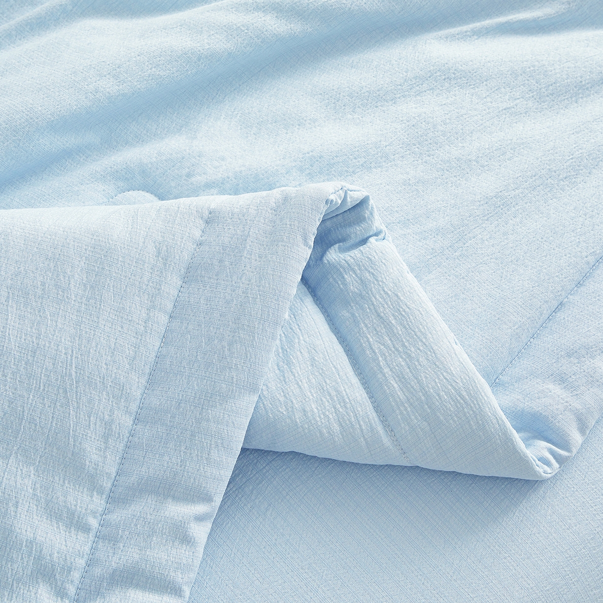 91家纺网 家纺一手货源 找家纺 晓时候 2026A类云感双层纱夏被四件套新疆棉花被无染夏凉被空调被 青春蓝