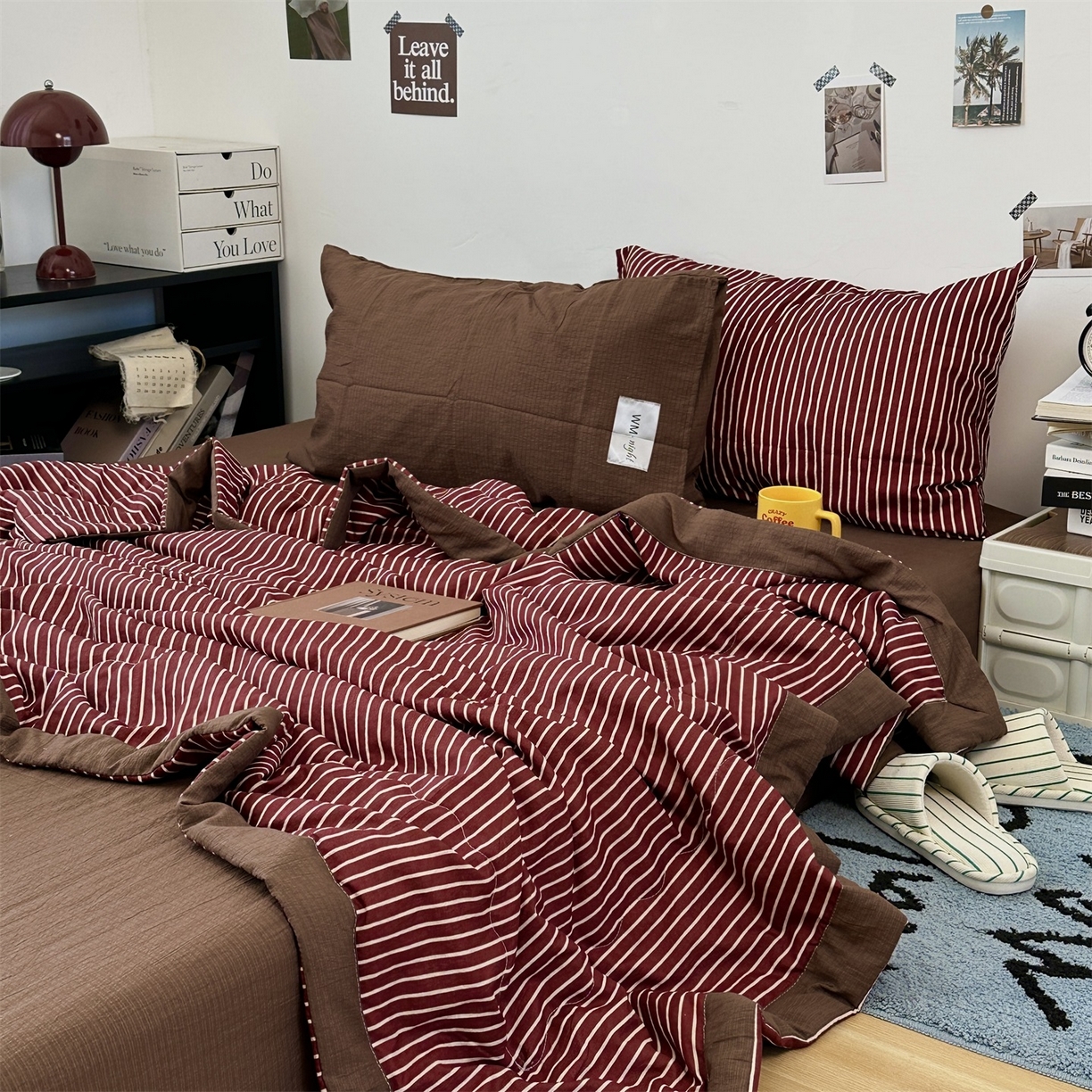 91家纺网 家纺一手货源 找家纺 （总）拾一 2026新款简约日式条纹软糯水洗棉木棉夏凉被四件套单件空调被