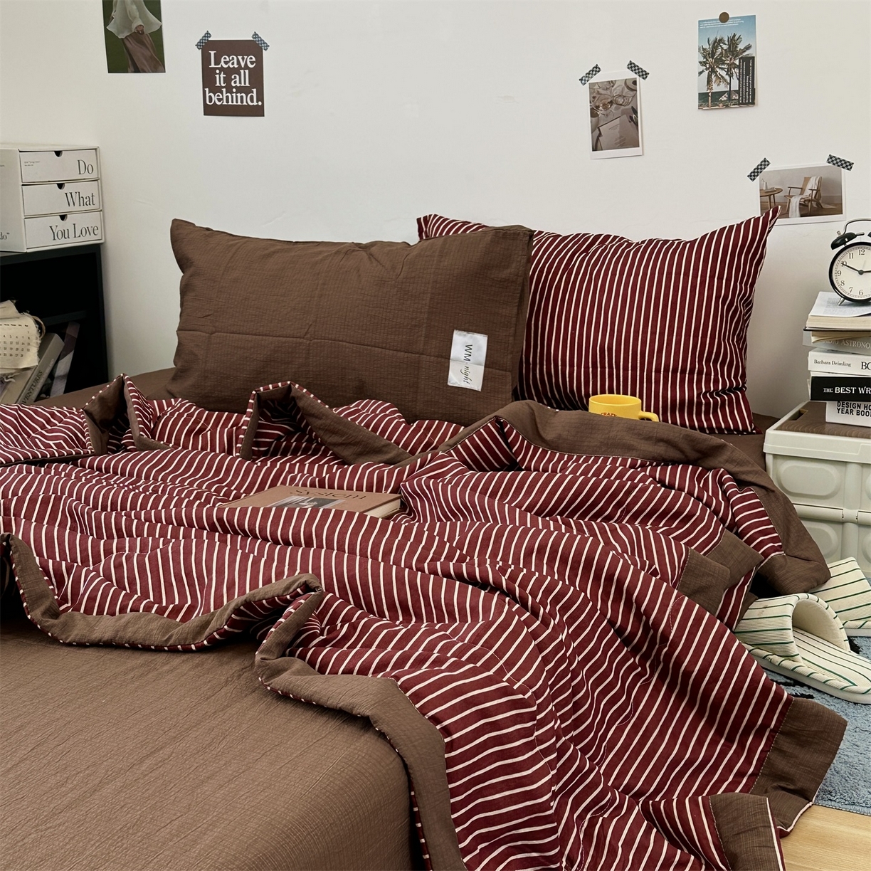 91家纺网 家纺一手货源 找家纺 （总）拾一 2026新款简约日式条纹软糯水洗棉木棉夏凉被四件套单件空调被