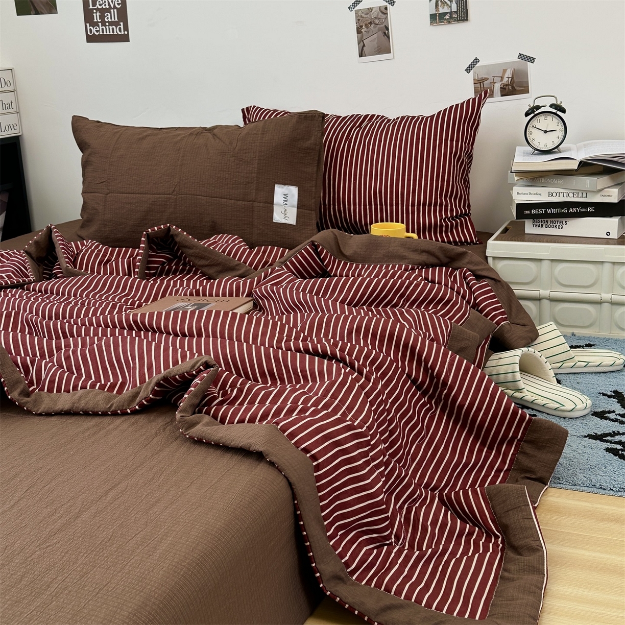 91家纺网 家纺一手货源 找家纺 （总）拾一 2026新款简约日式条纹软糯水洗棉木棉夏凉被四件套单件空调被