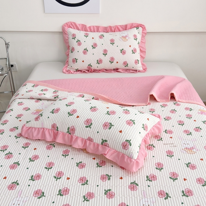 91家纺网 家纺一手货源 找家纺 （总）赛琳 2026新款水洗棉花边床盖单件床盖四季通用夹棉床盖 床盖单件