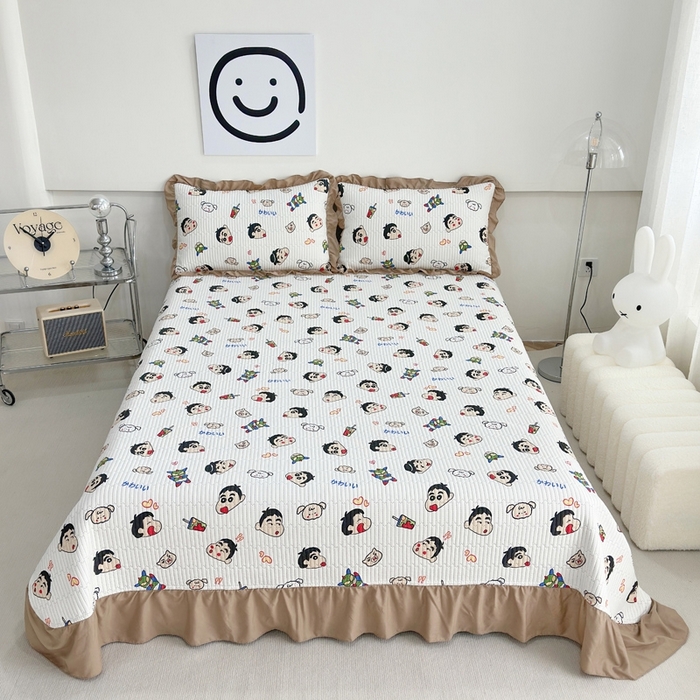 91家纺网 家纺一手货源 找家纺 （总）赛琳 2026新款水洗棉花边床盖单件床盖四季通用夹棉床盖 床盖单件