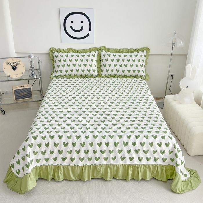 91家纺网 家纺一手货源 找家纺 （总）赛琳 2026新款水洗棉花边床盖单件床盖四季通用夹棉床盖 床盖单件