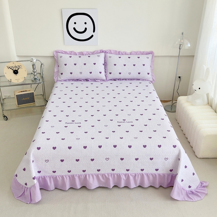 赛琳 2026新款水洗棉花边床盖单件床盖四季通用夹棉床盖 床盖单件 花漾甜心