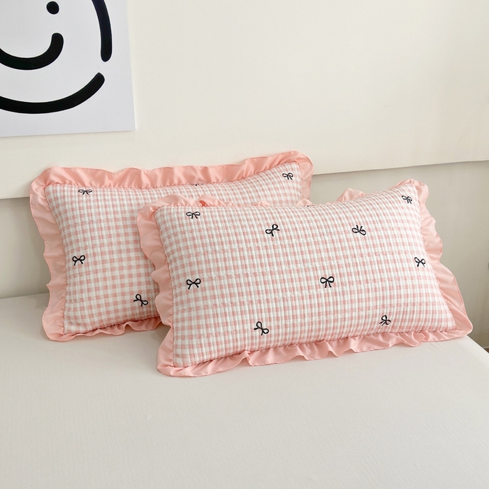 91家纺网 家纺一手货源 找家纺 赛琳 2026新款水洗棉花边床盖单件床盖四季通用夹棉床盖 床盖单件 心结