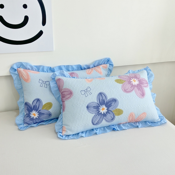 91家纺网 家纺一手货源 找家纺 赛琳 2026新款水洗棉花边床盖单件床盖四季通用夹棉床盖 床盖单件 秘境花园