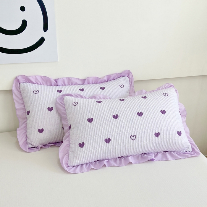 91家纺网 家纺一手货源 找家纺 赛琳 2026新款水洗棉花边床盖单件床盖四季通用夹棉床盖 床盖单件 花漾甜心