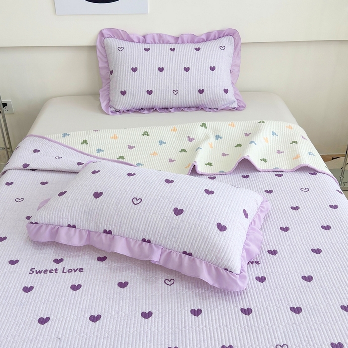 91家纺网 家纺一手货源 找家纺 赛琳 2026新款水洗棉花边床盖单件床盖四季通用夹棉床盖 床盖单件 花漾甜心