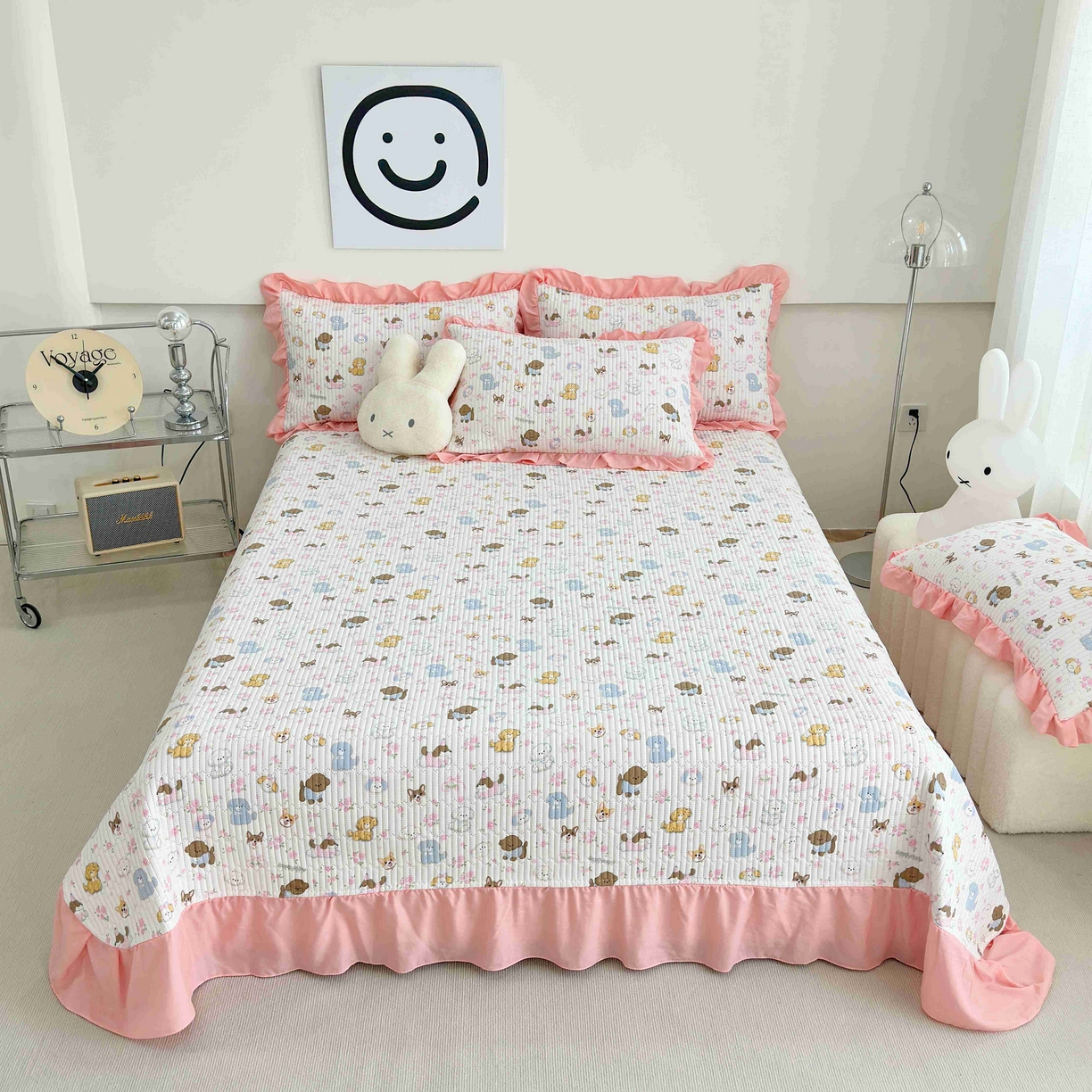 91家纺网 家纺一手货源 找家纺 （总）赛琳 2026新款水洗棉花边床盖单件床盖四季通用夹棉床盖 床盖单件