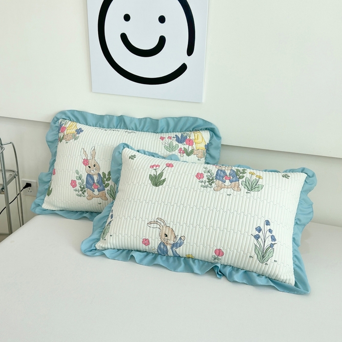 91家纺网 家纺一手货源 找家纺 赛琳 2026新款水洗棉花边床盖单件床盖四季通用夹棉床盖 床盖单件 彼得小兔