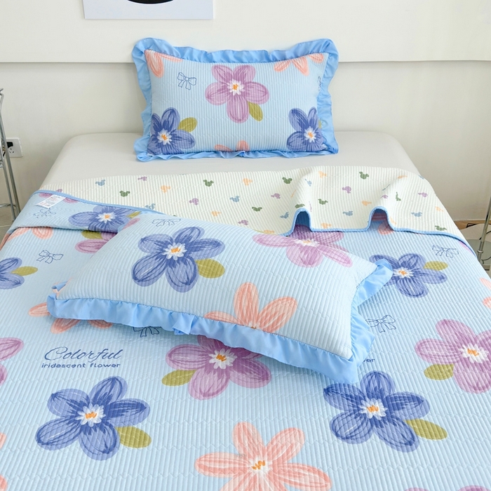 91家纺网 家纺一手货源 找家纺 赛琳 2026新款水洗棉花边床盖单件床盖四季通用夹棉床盖 床盖单件 秘境花园