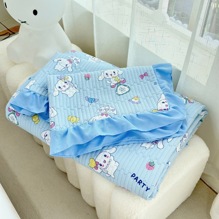 91家纺网 家纺一手货源 找家纺 赛琳 2026新款水洗棉花边床盖单件床盖四季通用夹棉床盖 床盖单件 爱心小狗