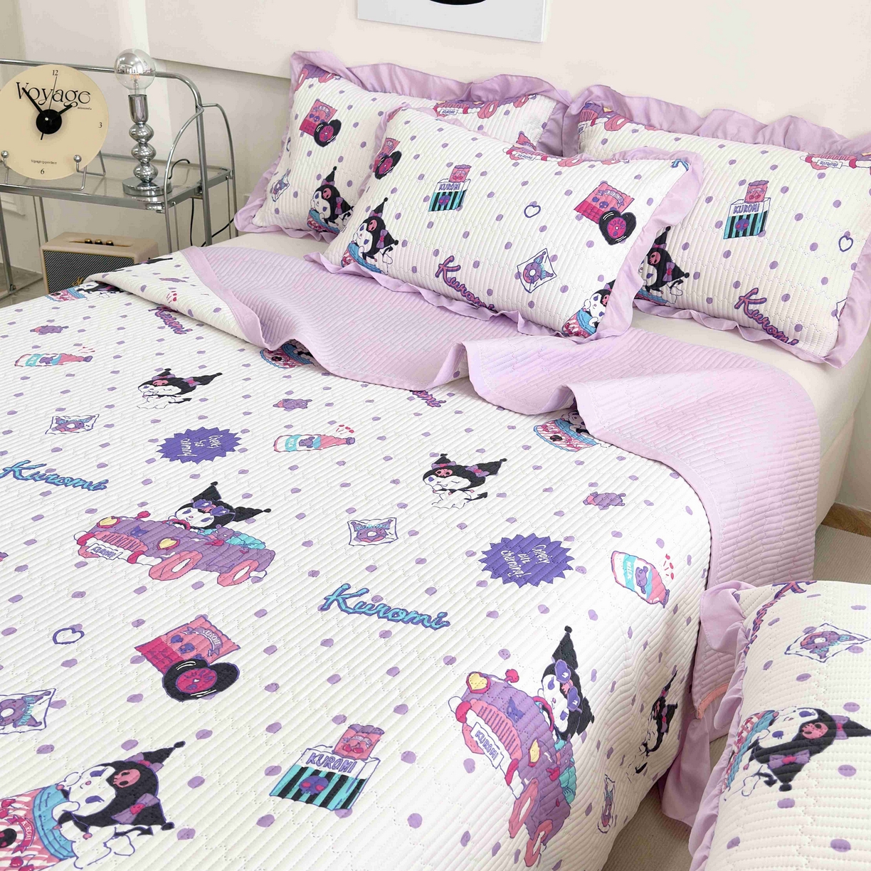 91家纺网 家纺一手货源 找家纺 赛琳 2026新款水洗棉花边床盖单件床盖四季通用夹棉床盖 床盖单件 顽皮库洛