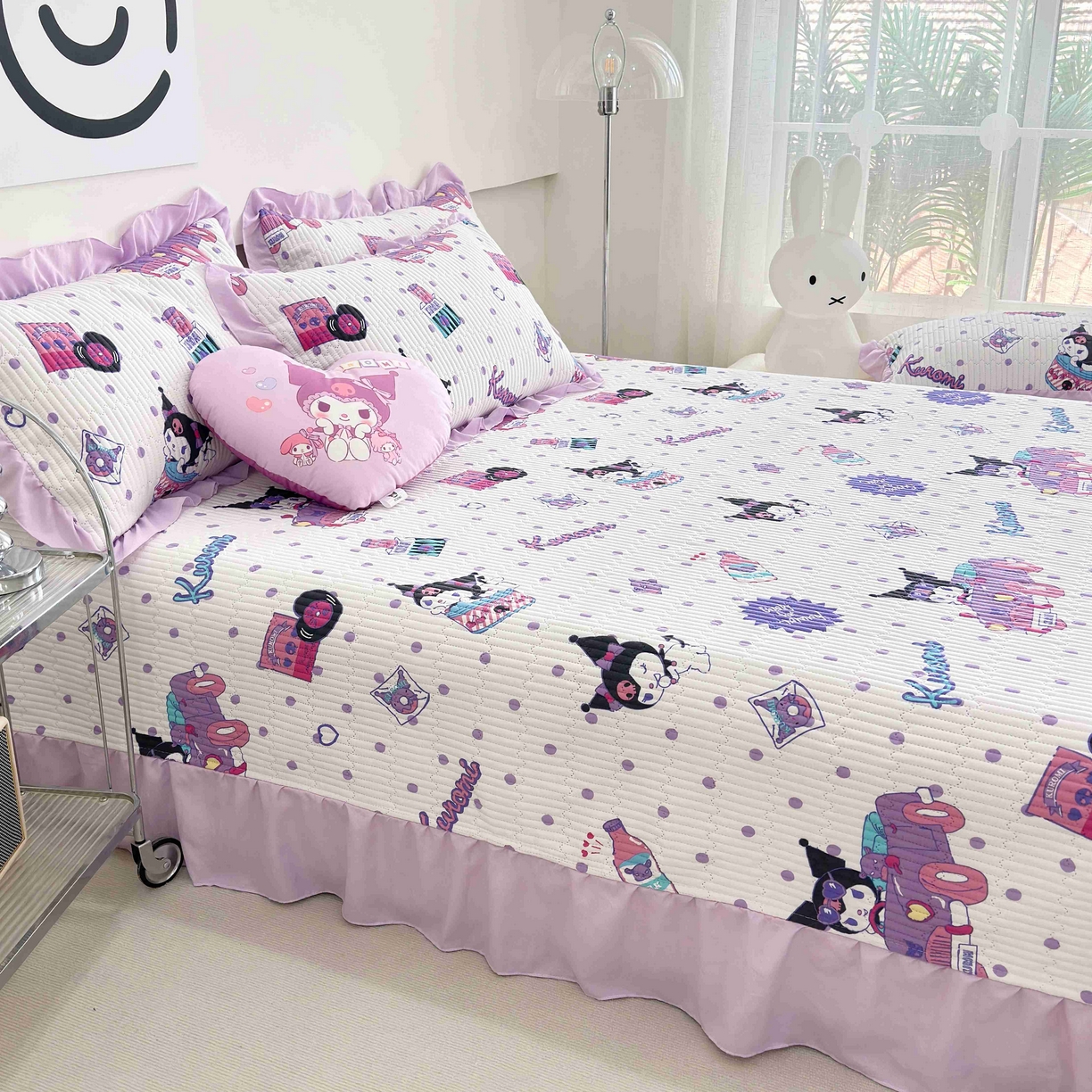 91家纺网 家纺一手货源 找家纺 赛琳 2026新款水洗棉花边床盖单件床盖四季通用夹棉床盖 床盖单件 顽皮库洛