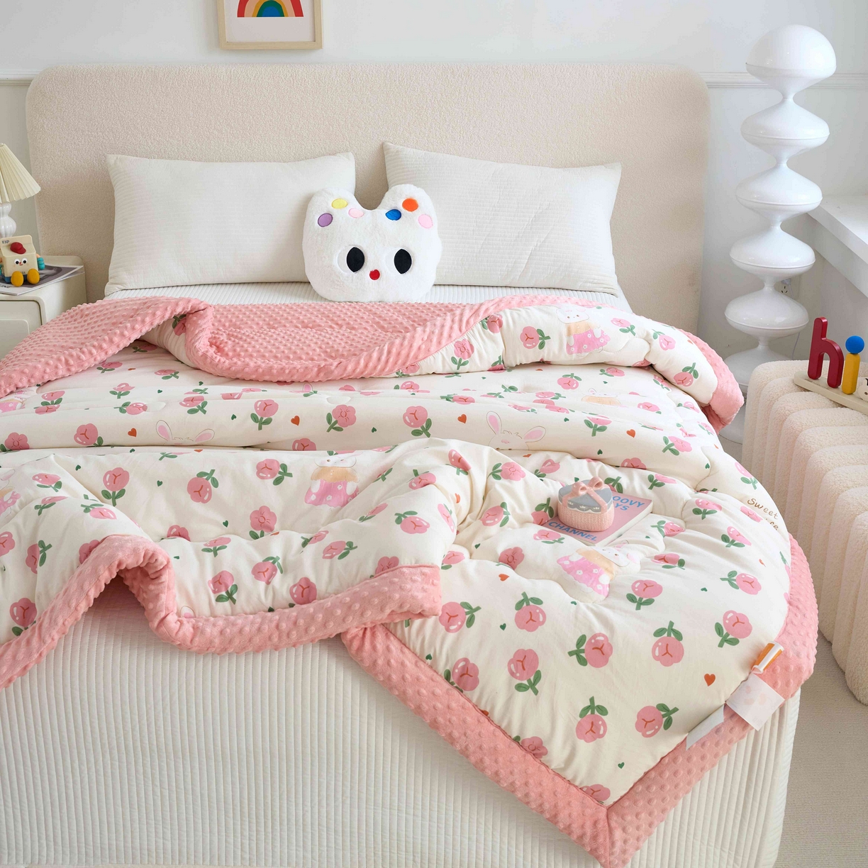 91家纺网 家纺一手货源 找家纺 （总）赛琳 2026新款包边豆豆被单人学生宿舍春秋被豆豆冬被被子被芯