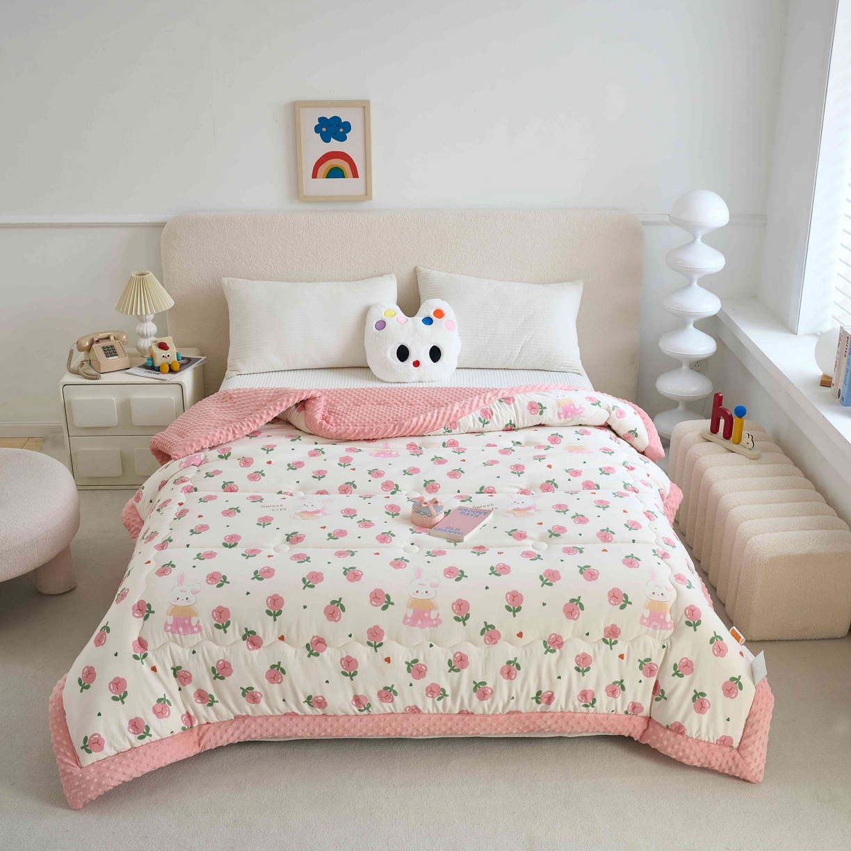 91家纺网 家纺一手货源 找家纺 （总）赛琳 2026新款包边豆豆被单人学生宿舍春秋被豆豆冬被被子被芯