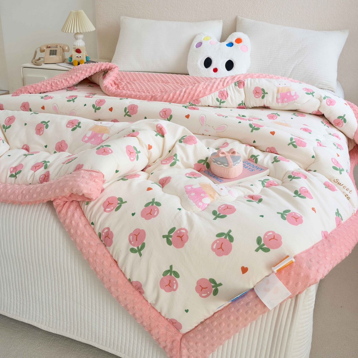 91家纺网 家纺一手货源 找家纺 （总）赛琳 2026新款包边豆豆被单人学生宿舍春秋被豆豆冬被被子被芯