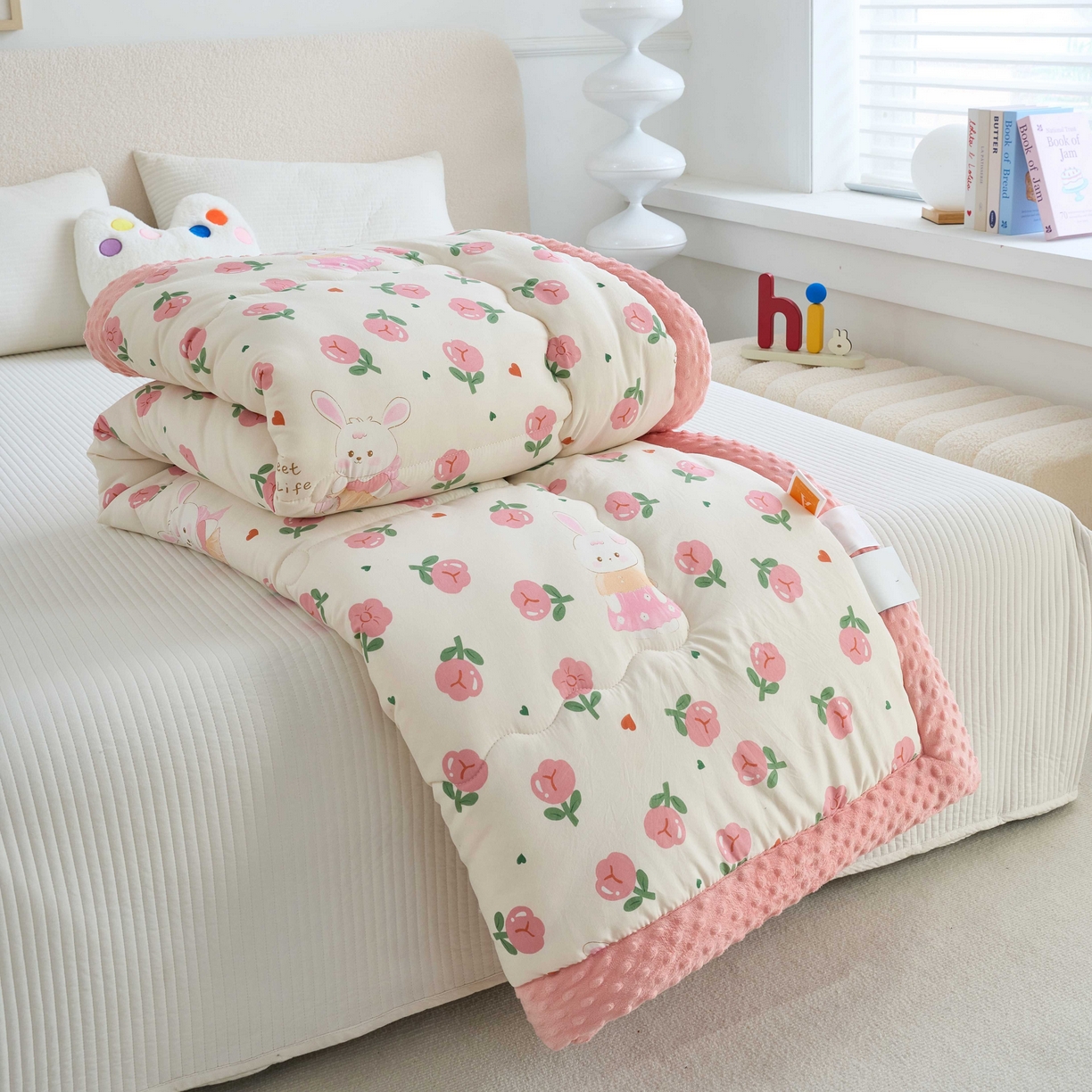 91家纺网 家纺一手货源 找家纺 （总）赛琳 2026新款包边豆豆被单人学生宿舍春秋被豆豆冬被被子被芯