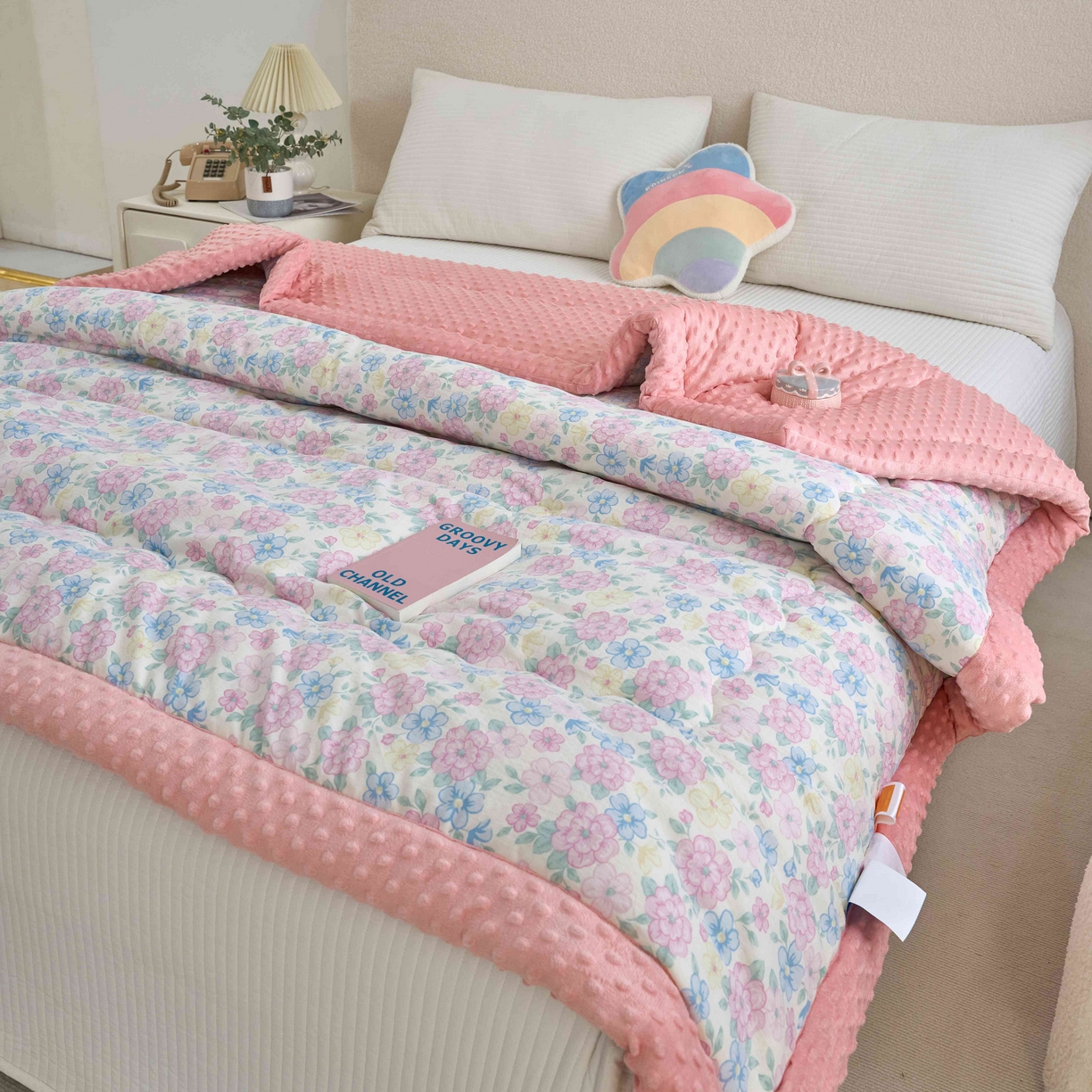 91家纺网 家纺一手货源 找家纺 赛琳 2026新款包边豆豆被单人学生宿舍春秋被豆豆冬被被子被芯 花漫枝