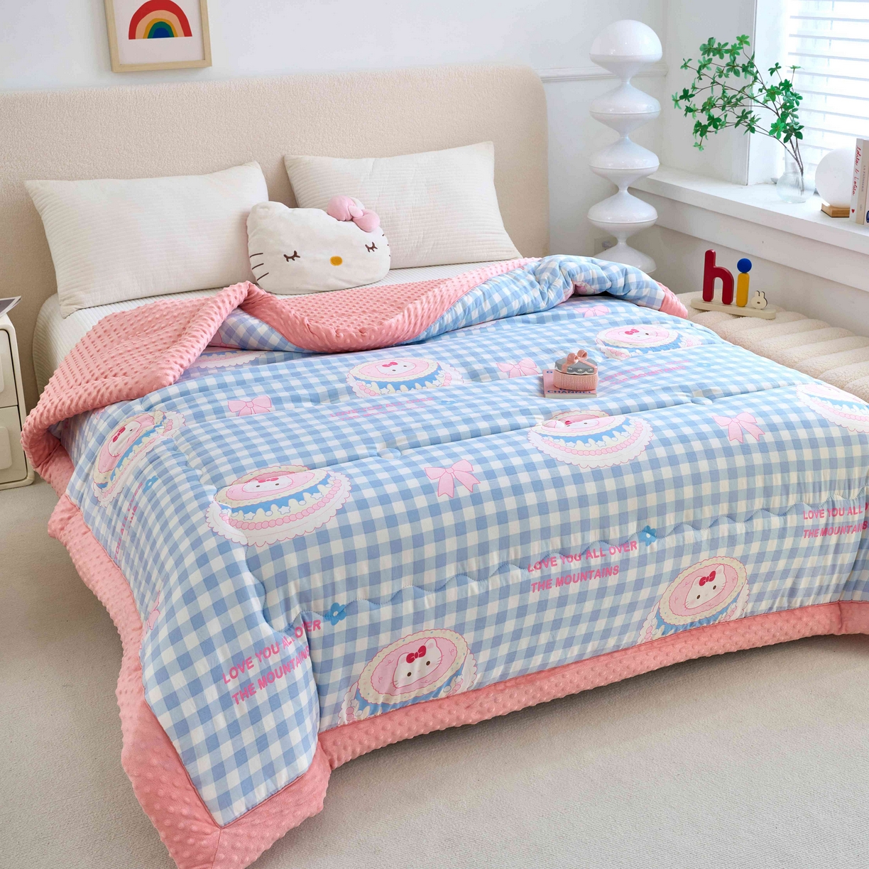 91家纺网 家纺一手货源 找家纺 赛琳 2026新款包边豆豆被单人学生宿舍春秋被豆豆冬被被子被芯 小猫KT