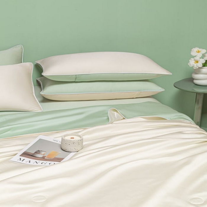 91家纺网 家纺一手货源 找家纺 悦织湾家纺 2026春夏新款麻绳款冰丝夏被夏凉被空调被 麻绳款夏被-芝士果绿