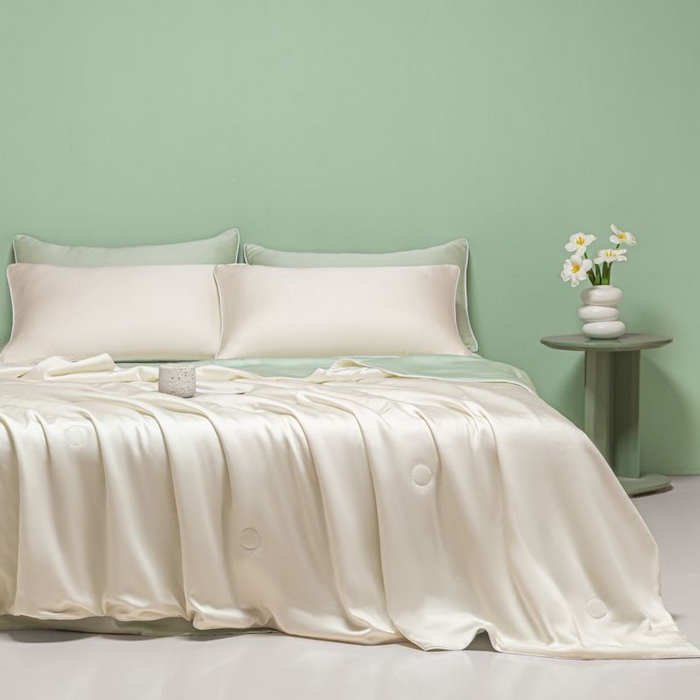 91家纺网 家纺一手货源 找家纺 悦织湾家纺 2026春夏新款麻绳款冰丝夏被夏凉被空调被 麻绳款夏被-芝士果绿