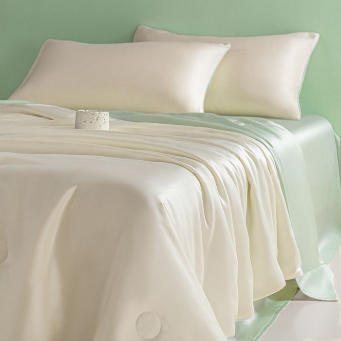 91家纺网 家纺一手货源 找家纺 悦织湾家纺 2026春夏新款麻绳款冰丝夏被夏凉被空调被 麻绳款夏被-芝士果绿