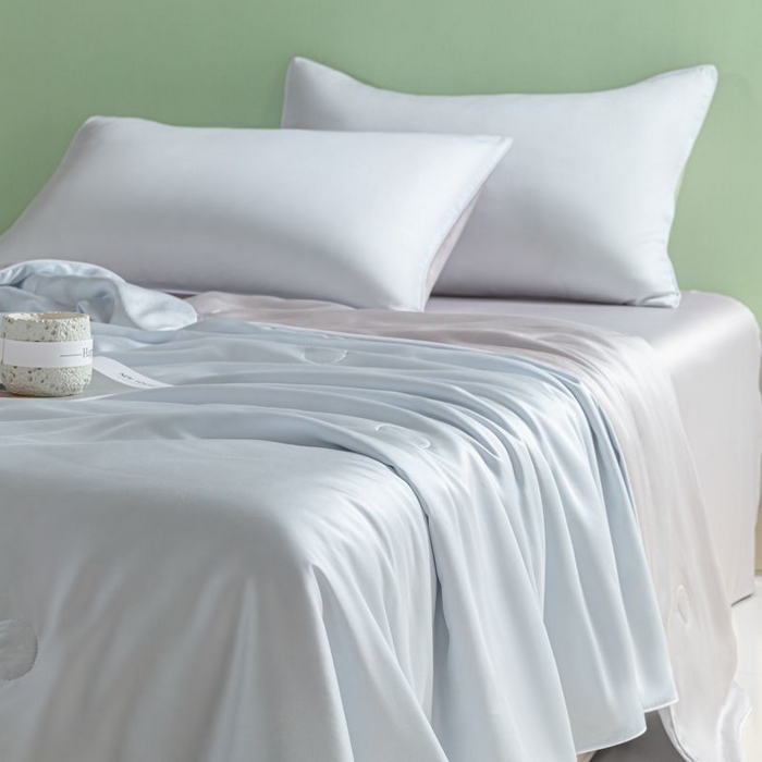 91家纺网 家纺一手货源 找家纺 悦织湾家纺 2026春夏新款麻绳款冰丝夏被夏凉被空调被 麻绳款夏被-碧湖兰青灰