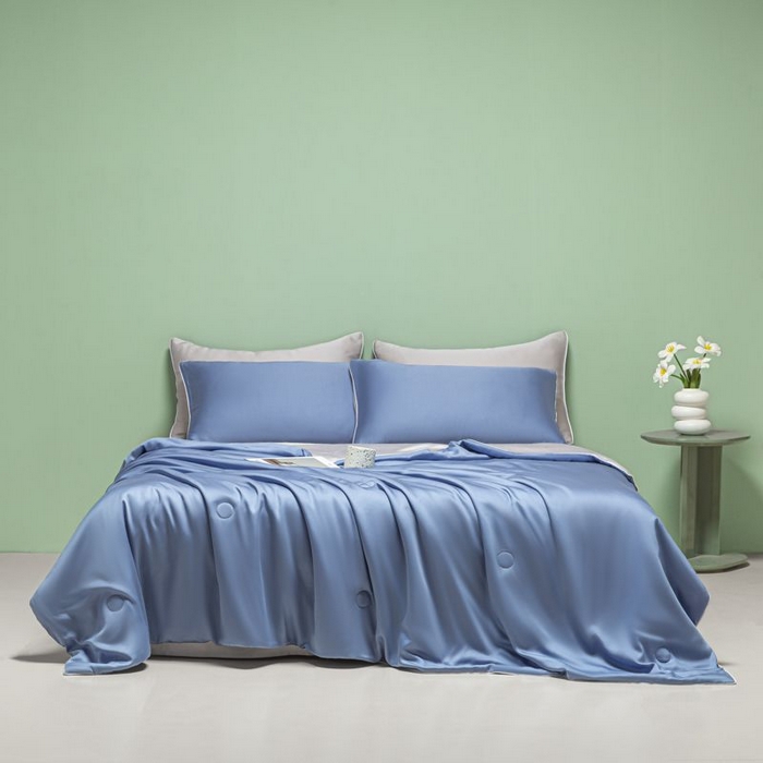 91家纺网 家纺一手货源 找家纺 悦织湾家纺 2026春夏新款麻绳款冰丝夏被夏凉被空调被 麻绳款夏被-星海蓝+青灰