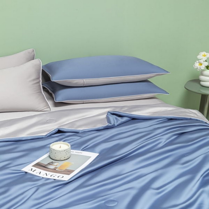 91家纺网 家纺一手货源 找家纺 悦织湾家纺 2026春夏新款麻绳款冰丝夏被夏凉被空调被 麻绳款夏被-星海蓝+青灰