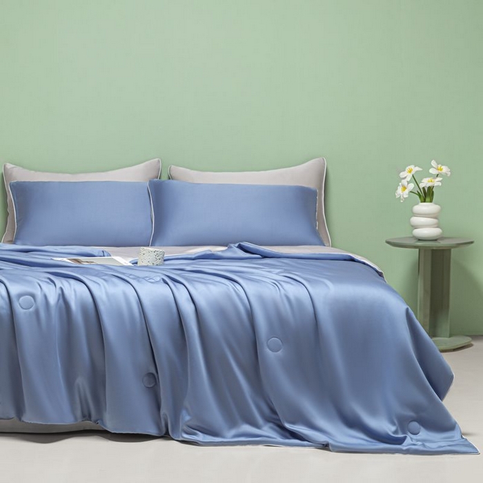 91家纺网 家纺一手货源 找家纺 悦织湾家纺 2026春夏新款麻绳款冰丝夏被夏凉被空调被 麻绳款夏被-星海蓝+青灰