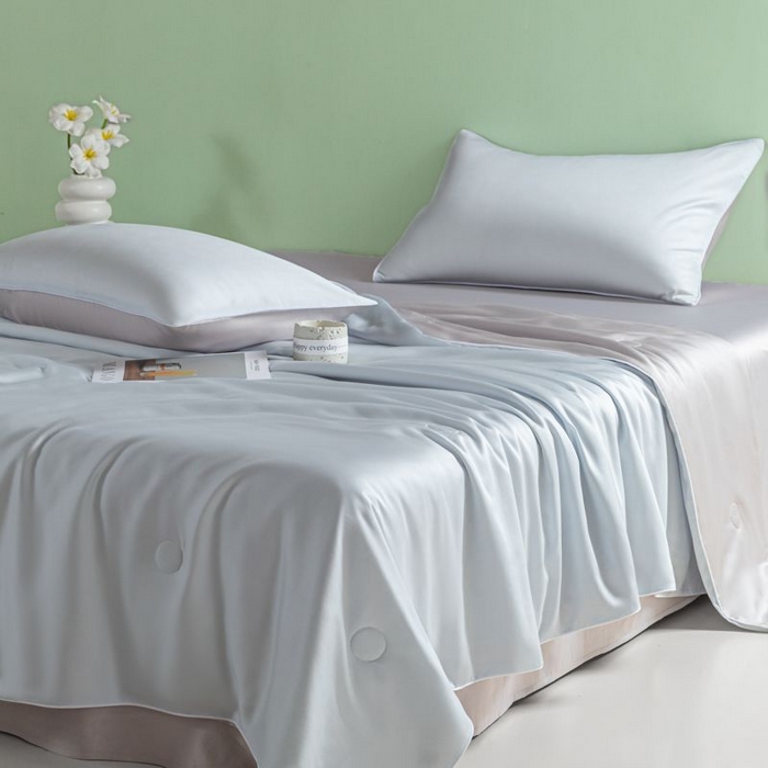 91家纺网 家纺一手货源 找家纺 悦织湾家纺 2026春夏新款麻绳款冰丝夏被夏凉被空调被 麻绳款夏被-碧湖兰青灰