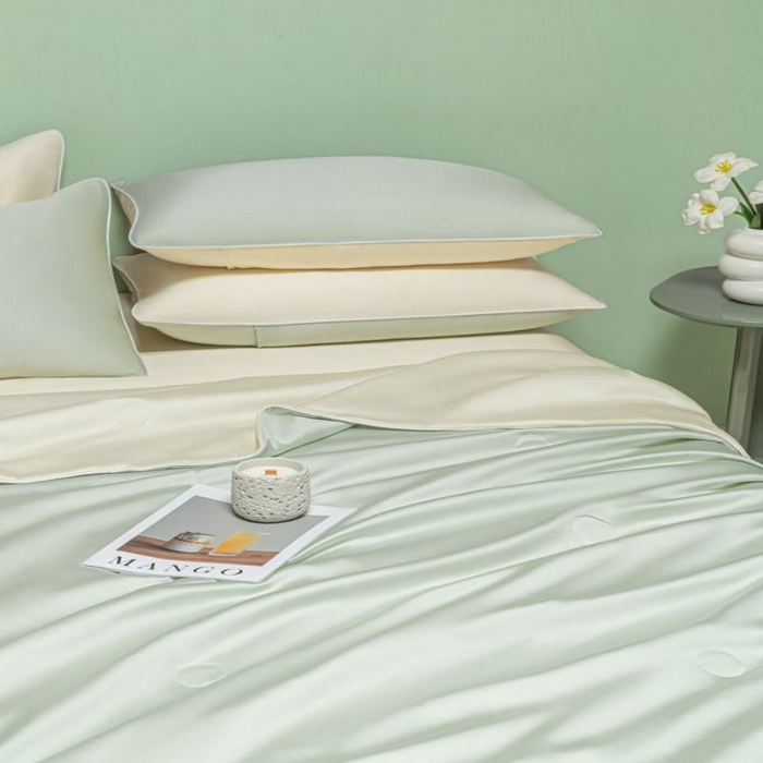 91家纺网 家纺一手货源 找家纺 悦织湾家纺 2026春夏新款麻绳款冰丝夏被夏凉被空调被 麻绳款夏被-果绿芝士