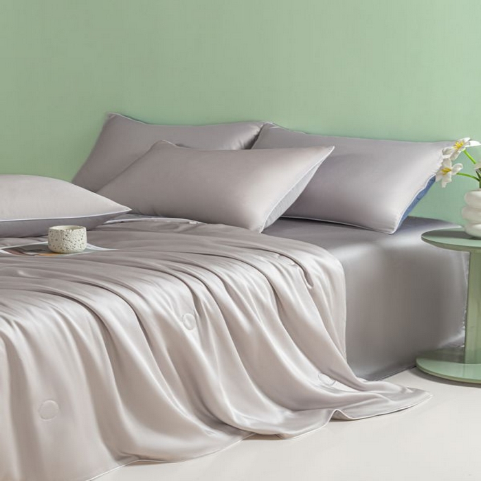 91家纺网 家纺一手货源 找家纺 悦织湾家纺 2026春夏新款麻绳款冰丝夏被夏凉被空调被 麻绳款夏被-青灰+高级灰