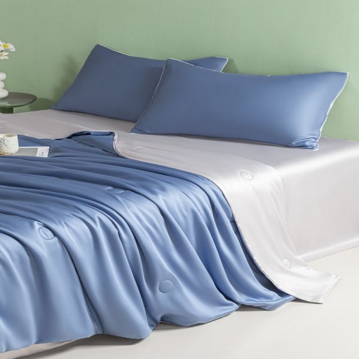 91家纺网 家纺一手货源 找家纺 悦织湾家纺 2026春夏新款麻绳款冰丝夏被夏凉被空调被 麻绳款夏被-星海蓝+青灰