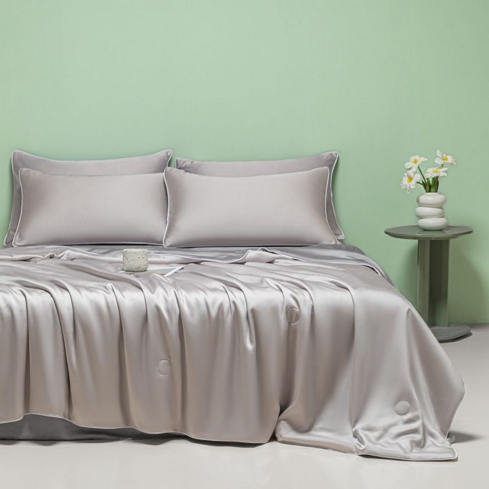 91家纺网 家纺一手货源 找家纺 悦织湾家纺 2026春夏新款麻绳款冰丝夏被夏凉被空调被 麻绳款夏被-青灰+高级灰