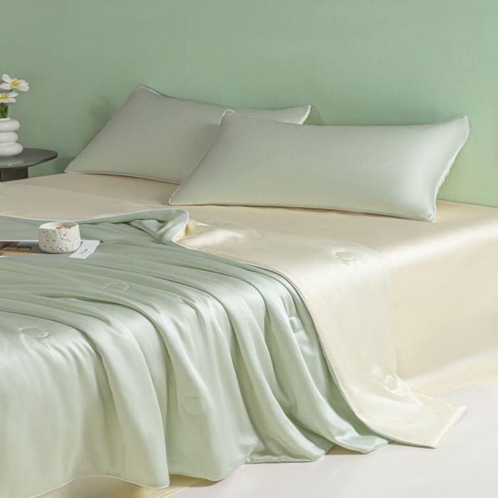 91家纺网 家纺一手货源 找家纺 悦织湾家纺 2026春夏新款麻绳款冰丝夏被夏凉被空调被 麻绳款夏被-果绿芝士