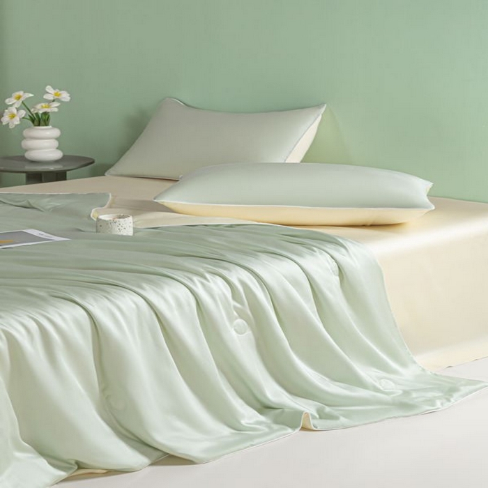 91家纺网 家纺一手货源 找家纺 悦织湾家纺 2026春夏新款麻绳款冰丝夏被夏凉被空调被 麻绳款夏被-果绿芝士